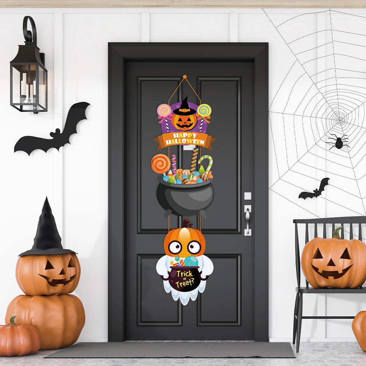 Halloween Hanging Ghost Mask Door Curtain - Haunted House Decor