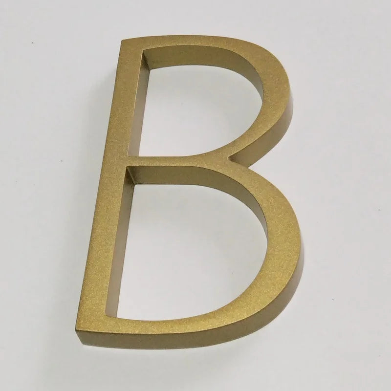 5 Inch Golden Floating Modern House Numbers - Premium Gold Address Signs - Bascora