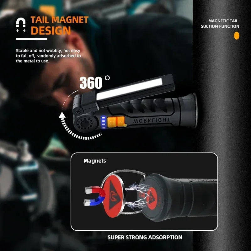 Lampe de travail magnétique - Torche LED rotative à 360°