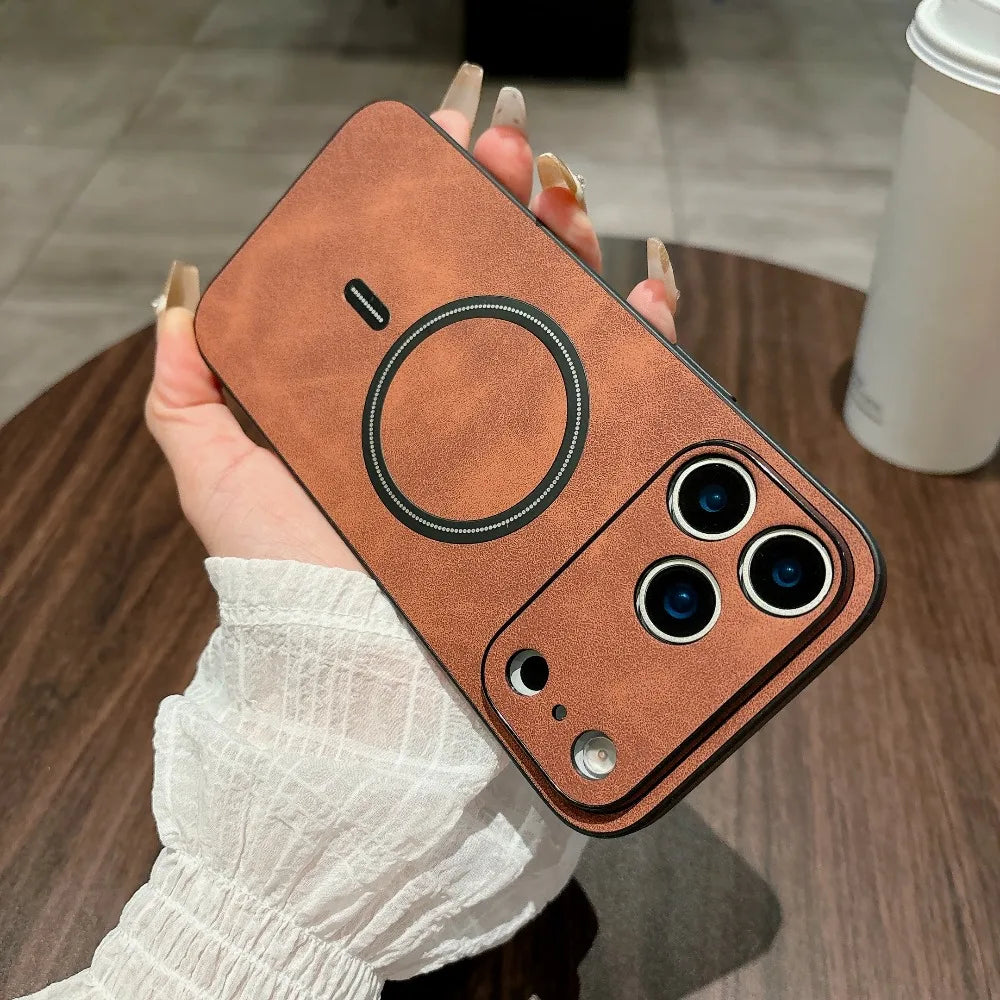 Magnetic Leather iPhone Case - All-Round Camera Protection