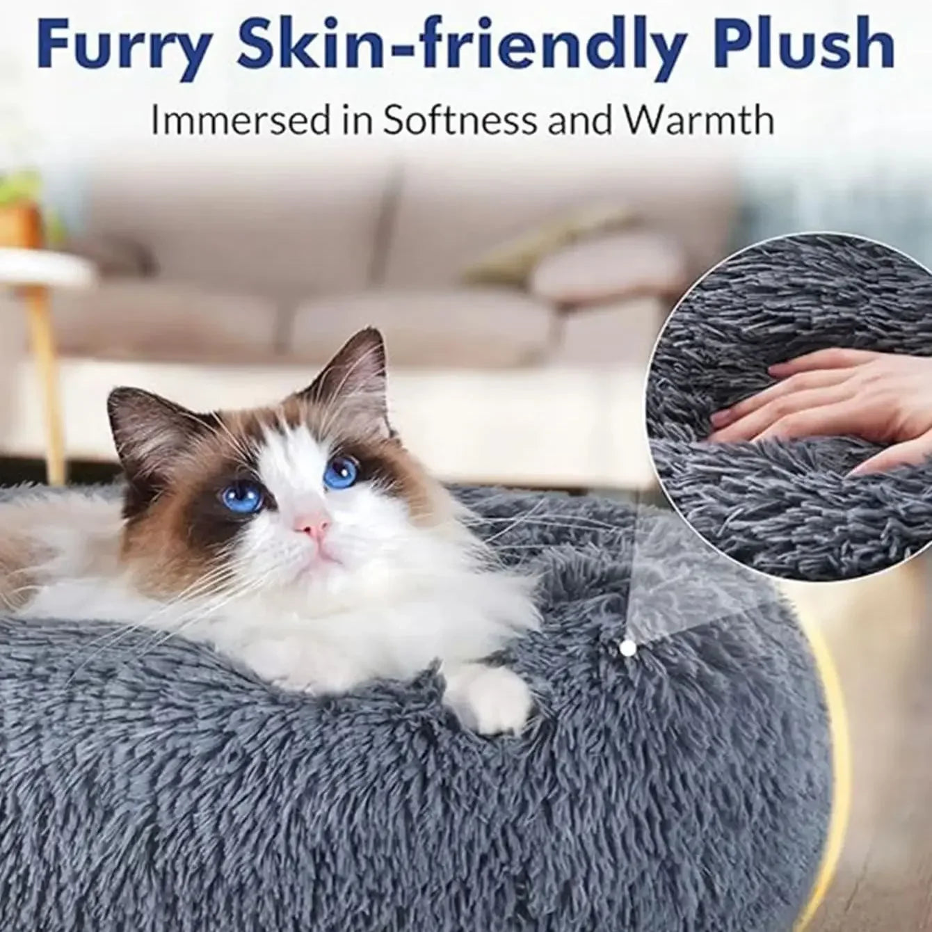 Round Plush Pet Bed - Super Soft for Large Dogs & Cats