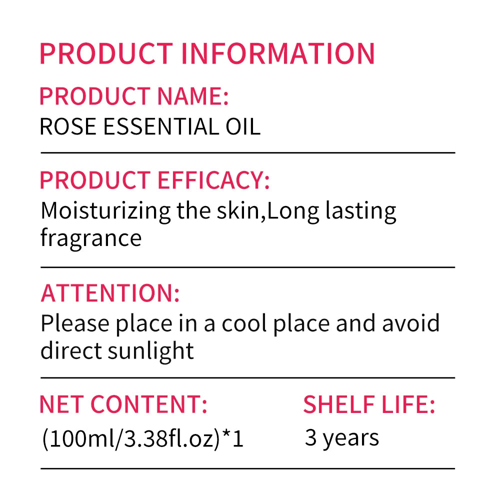 Rose Essential Oil - Face & Body Moisturizing Massage Treatment