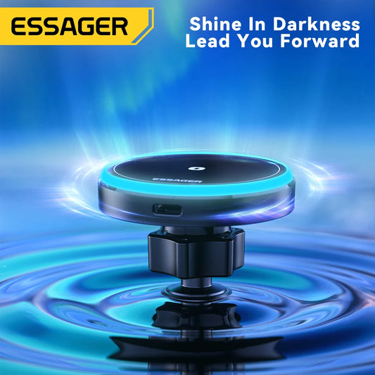 Essager Magnetic Wireless Charger 15W - RGB Car Mount - Bascora