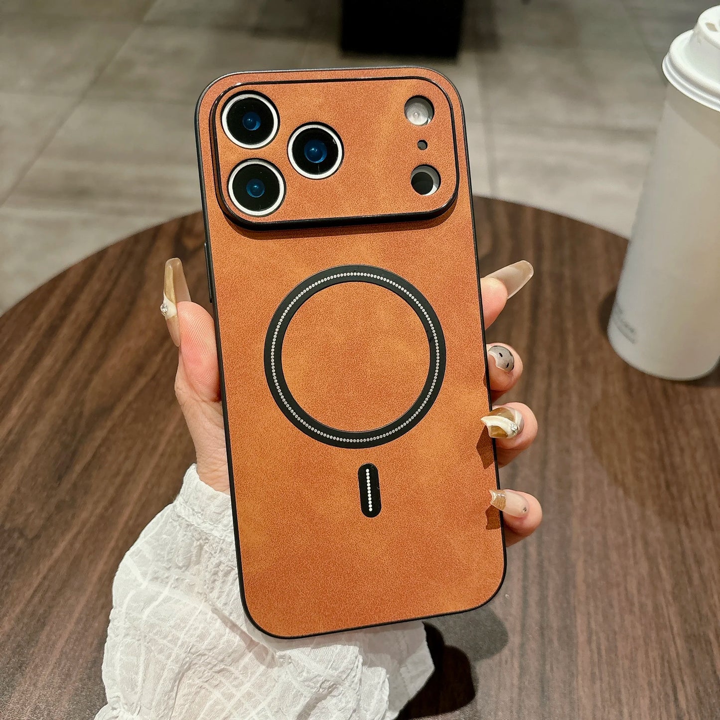 Magnetic Leather iPhone Case - All-Round Camera Protection