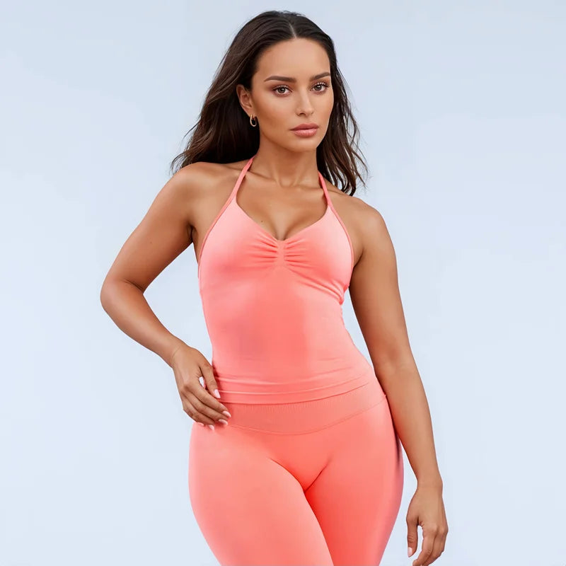 Impact Longline Strappy Sports Bra - Open Back Yoga Tank Top