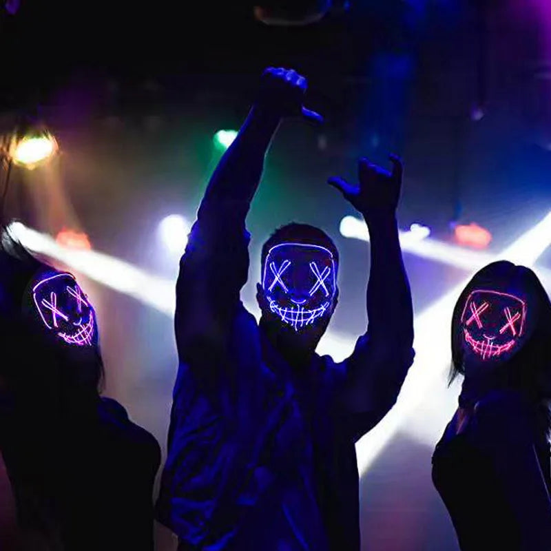 Wireless Neon LED Purge Mask - Glow in Dark Halloween Mask