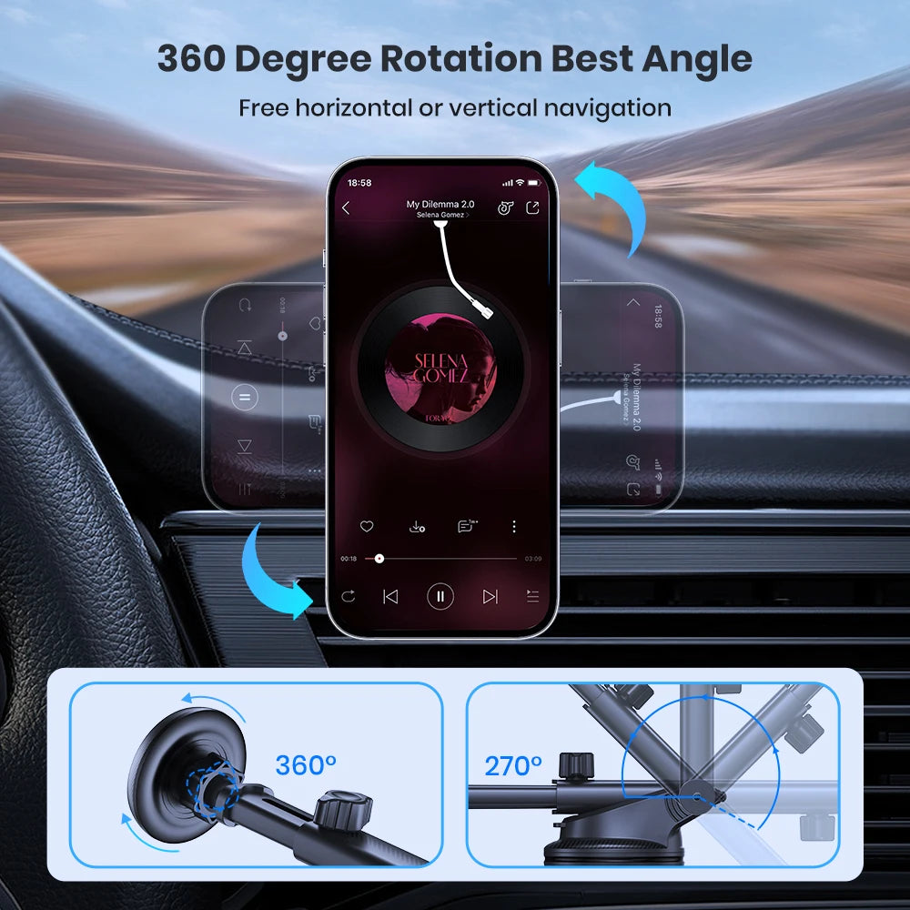 Mag-Safe Car Phone Holder | Magnetic Phone Car Mount for Windshield and Dashboard