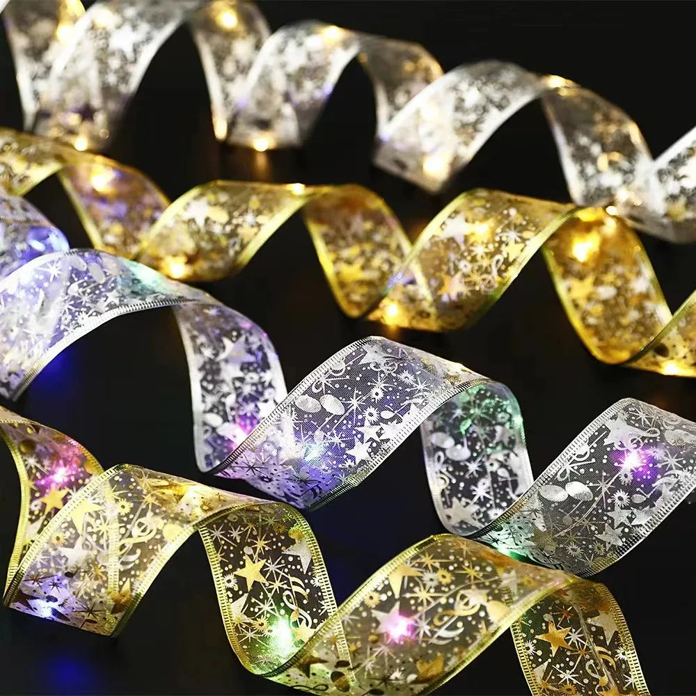 Christmas Ribbon Fairy Light - DIY Bows String Light