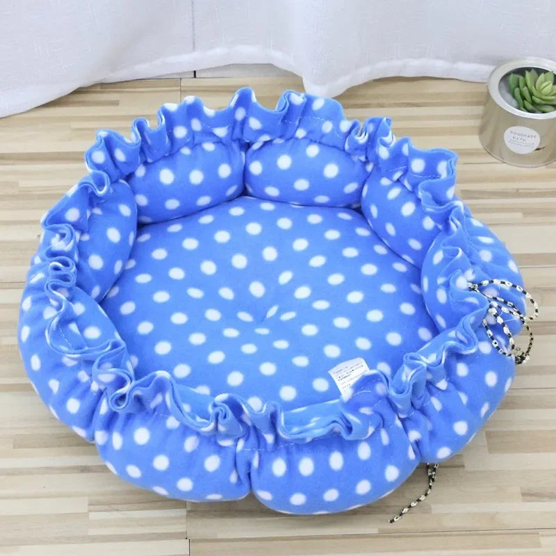 Soft Warm Nest Pet Cushion - Adjustable Drawstring Bed