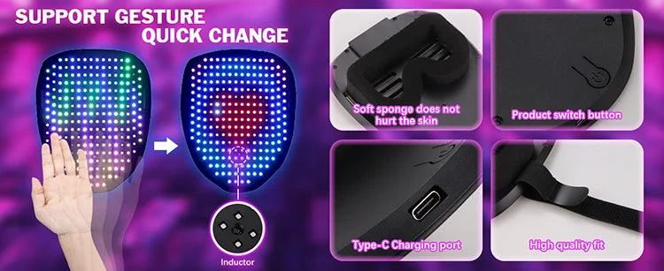 LED Mask with Gesture Sensing - Transforming Halloween Mask