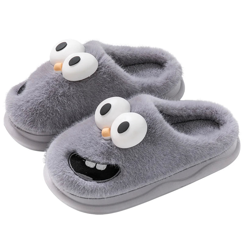 Funny Cartoon Winter Slippers - Men's Platform Slides