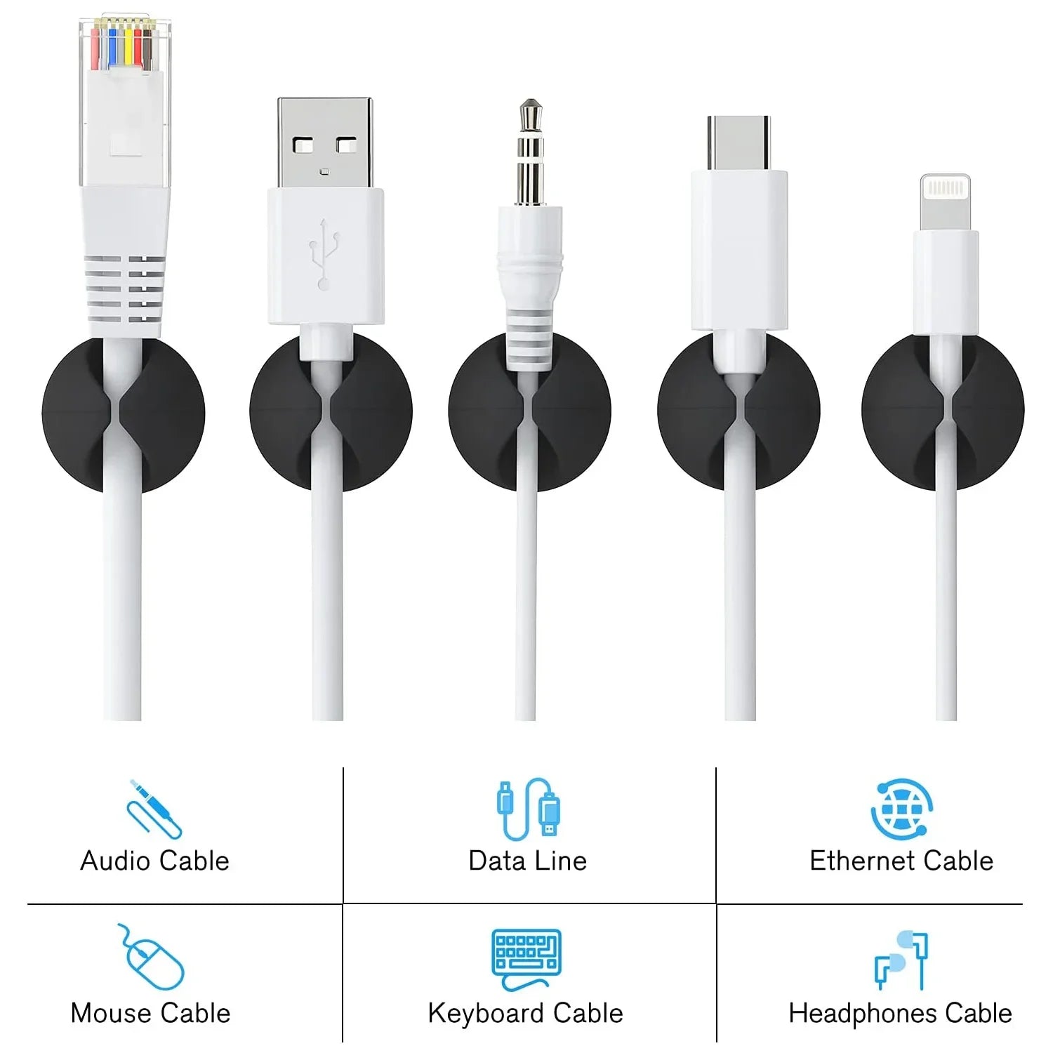 Mini Cable Winder Organiser - Desk Tidy Cord Holder - Bascora