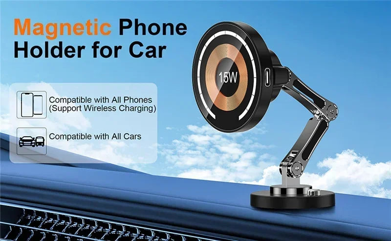 Magnetic Car Wireless Charger Stand - iPhone 15/14/13/12 Mount