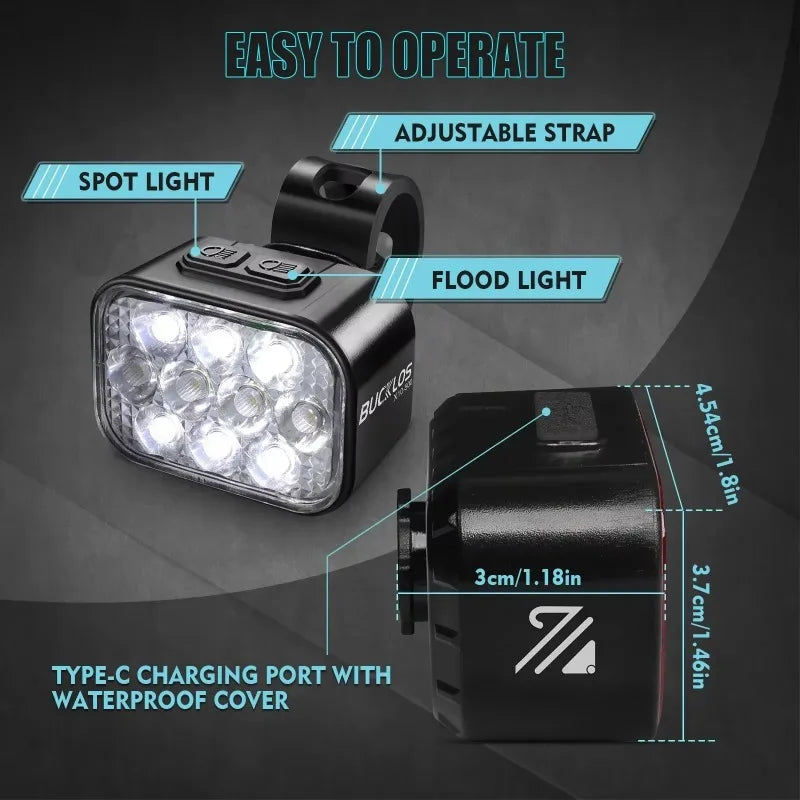 Bicycle Rear Light Front Light Set - USB Rechargeable LED COB