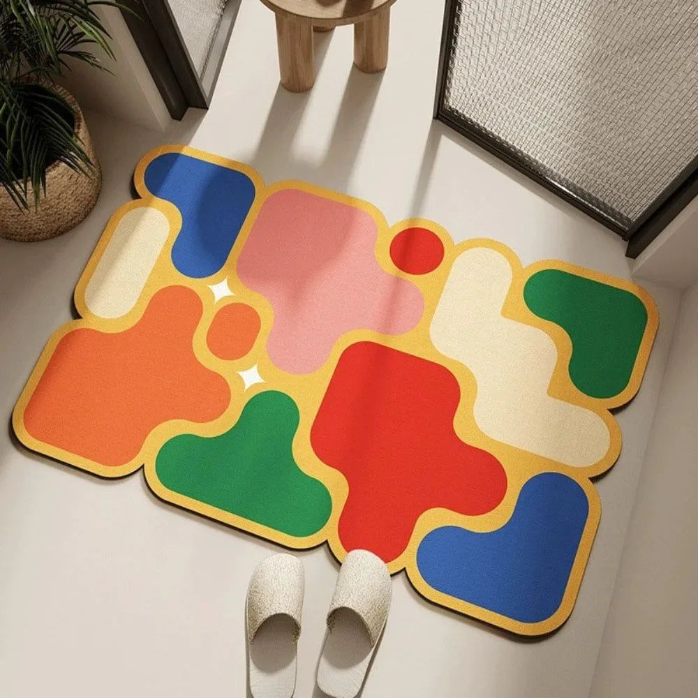 Fast Drying Diatomaceous Earth Bath Mat 40x60cm - Puzzle Design