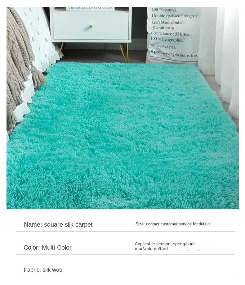 Silk Wool Solid Color Rug - Luxury Non-Slip Washable Mat