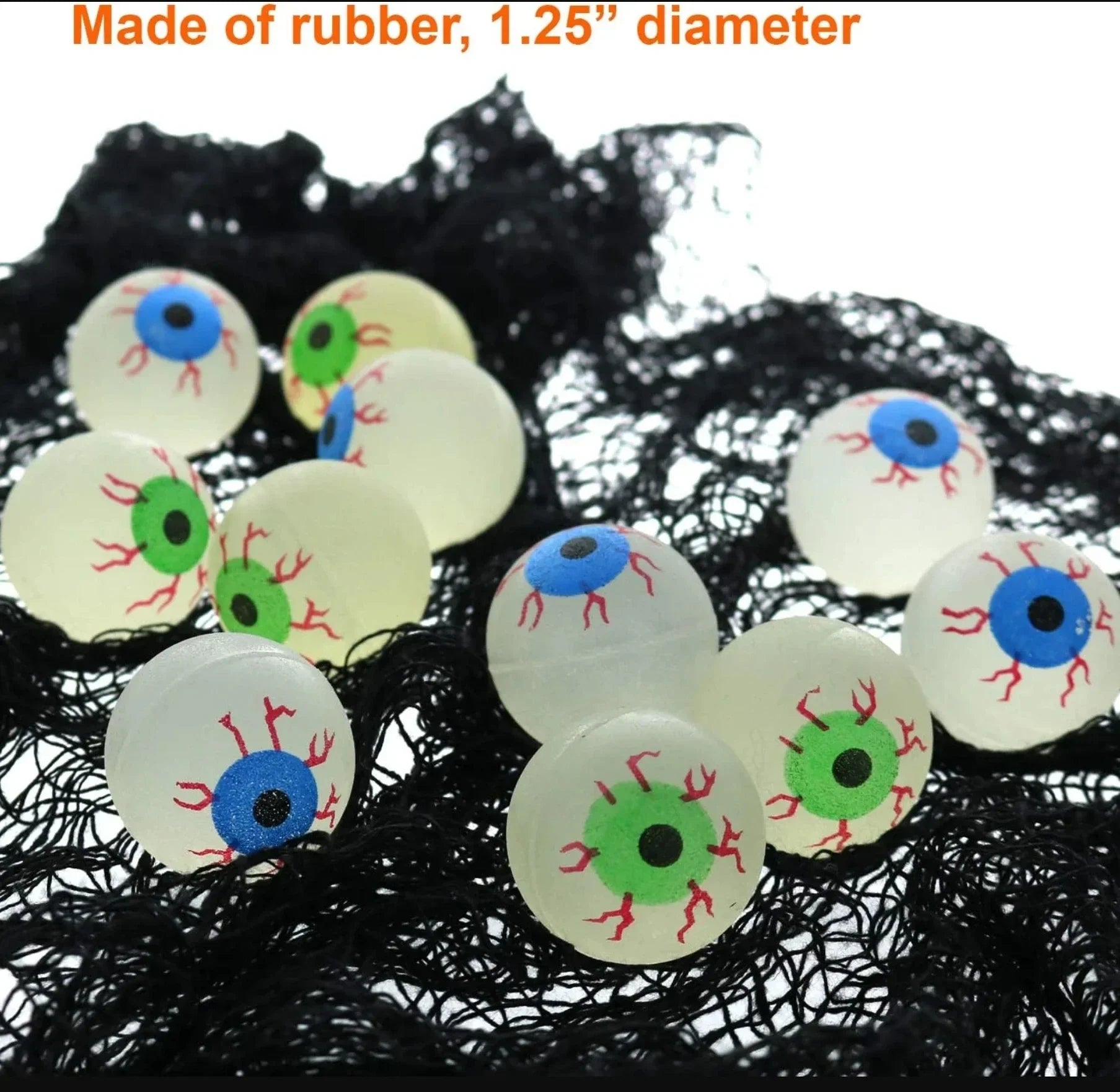 Glow in Dark Eyeball Bouncy Ball - Halloween Toys - Bascora