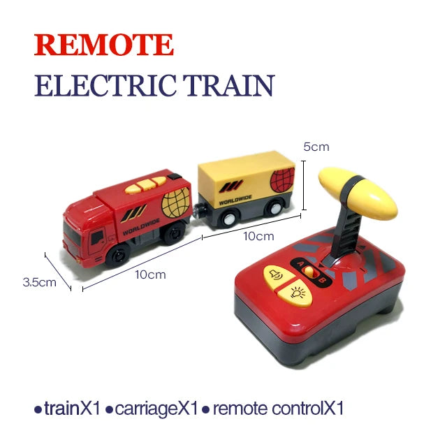 Remote Control Electric Train Toy - Wooden Track Compatible Set