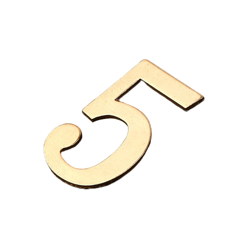 Golden Metal Door Numbers with Magnets - 7x4cm Address Labels