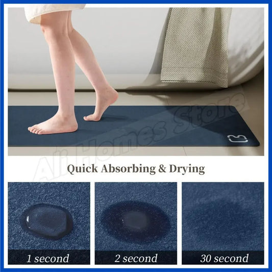 Premium Diatomite Stone Bath Mat - 3.5MM Thick Super Absorbent - Bascora