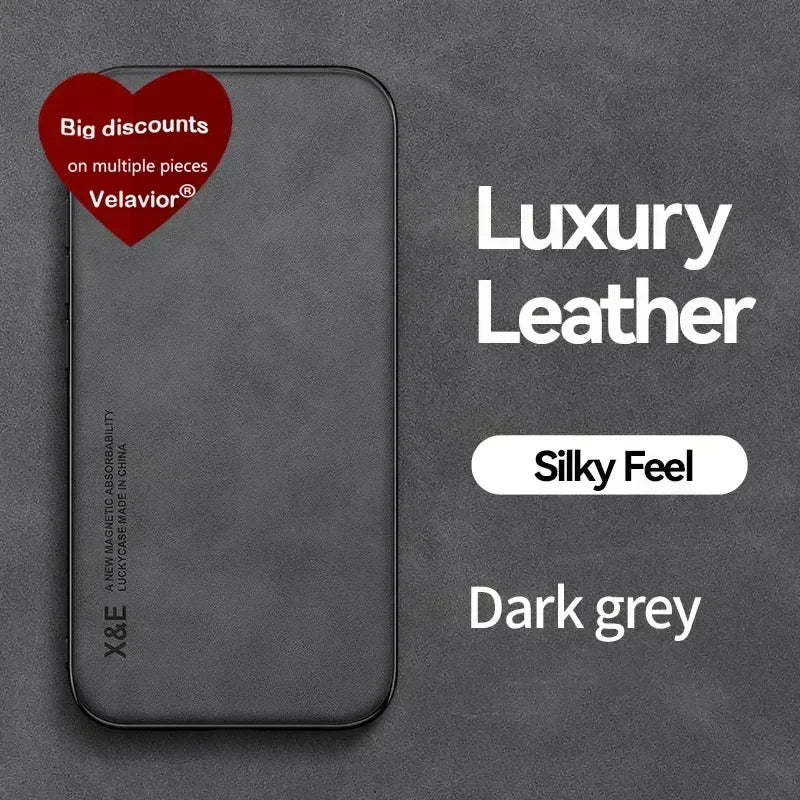 Luxury Leather iPhone Case - Magnetic Car Holder Compatible