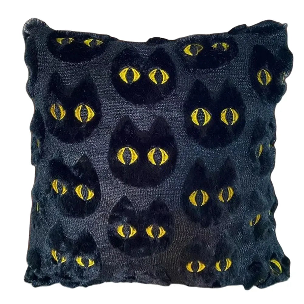 Halloween Ghost Pumpkin Pillowcase - Plush Faux Fur Pillow Cover
