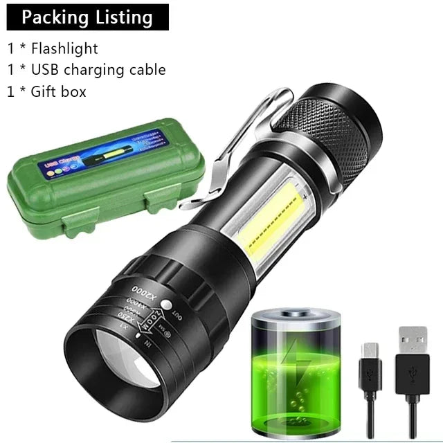 Mini lampe de poche rechargeable USB - Compacte et zoomable