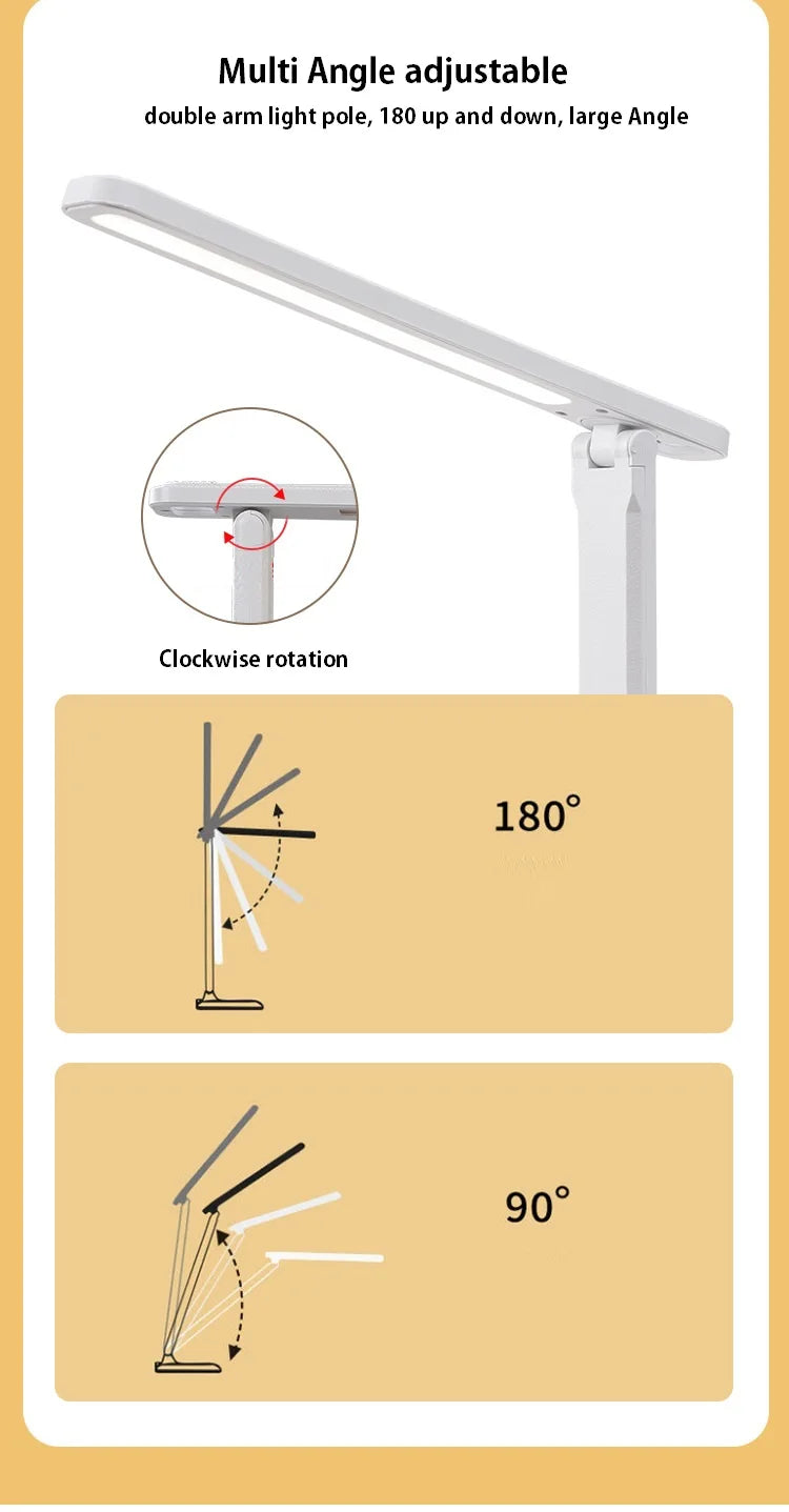 LED Table Lamp - USB Rechargeable Dimmable Desk Light