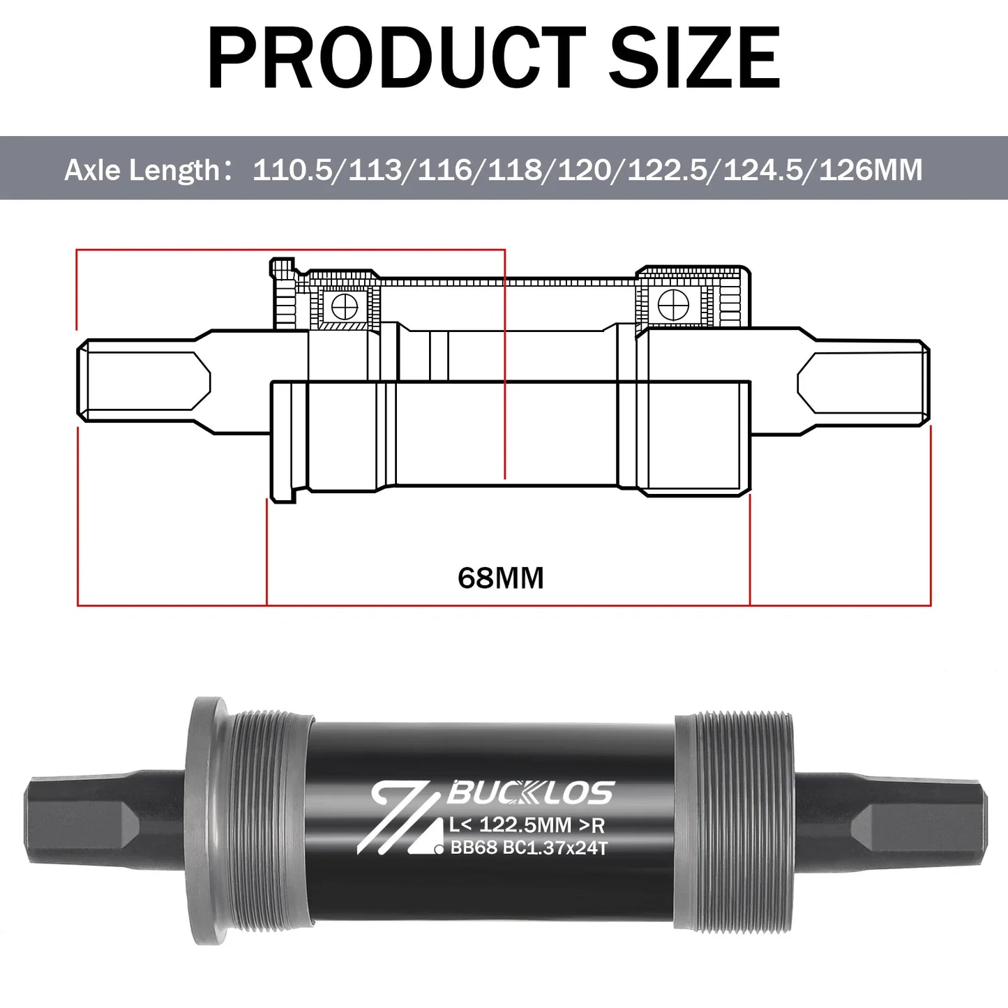 Bike Bottom Bracket - BSA BB68 Sealed Bearing Square Threaded