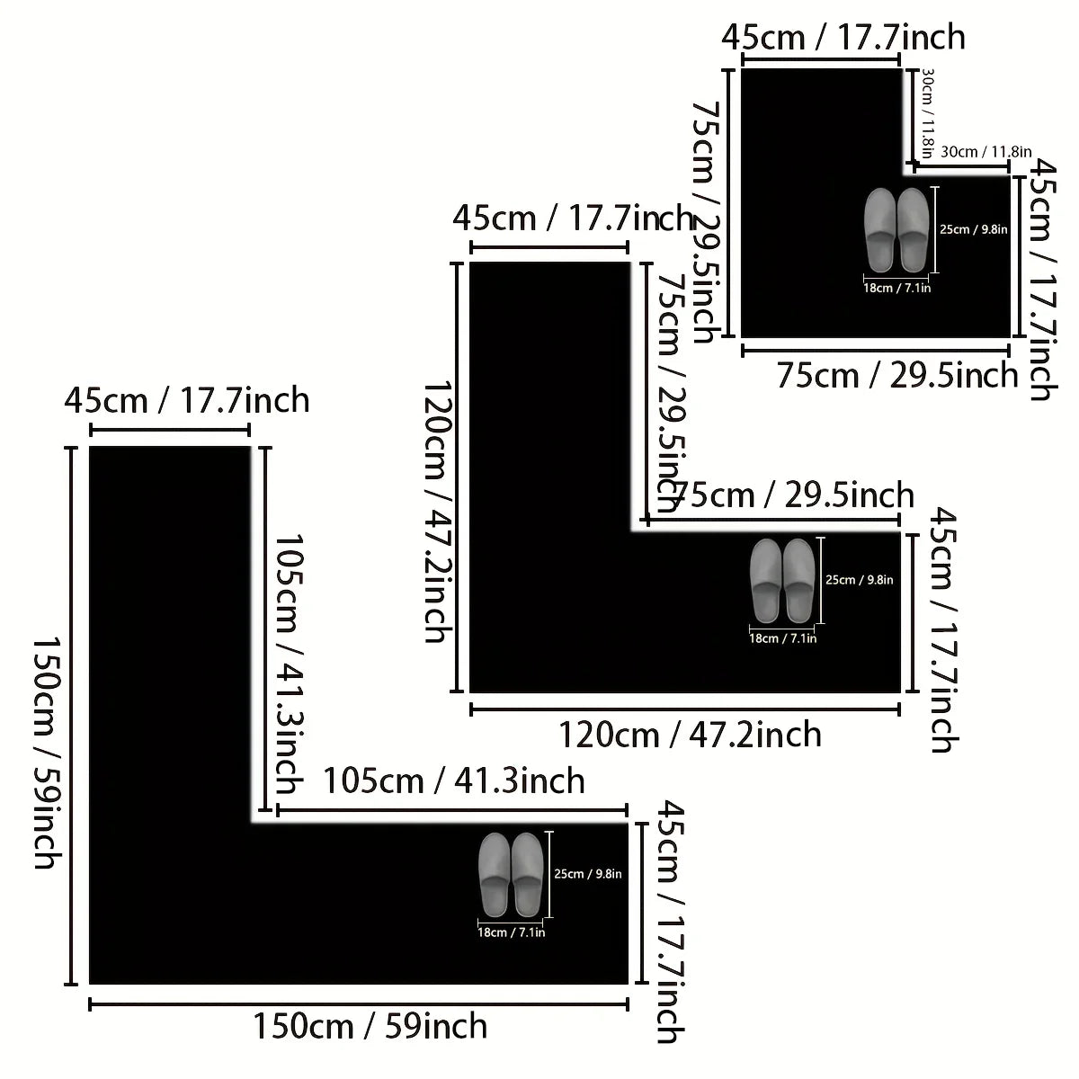 L-Shaped Kitchen Floor Mat - Non-Slip Absorbent Corner Mat