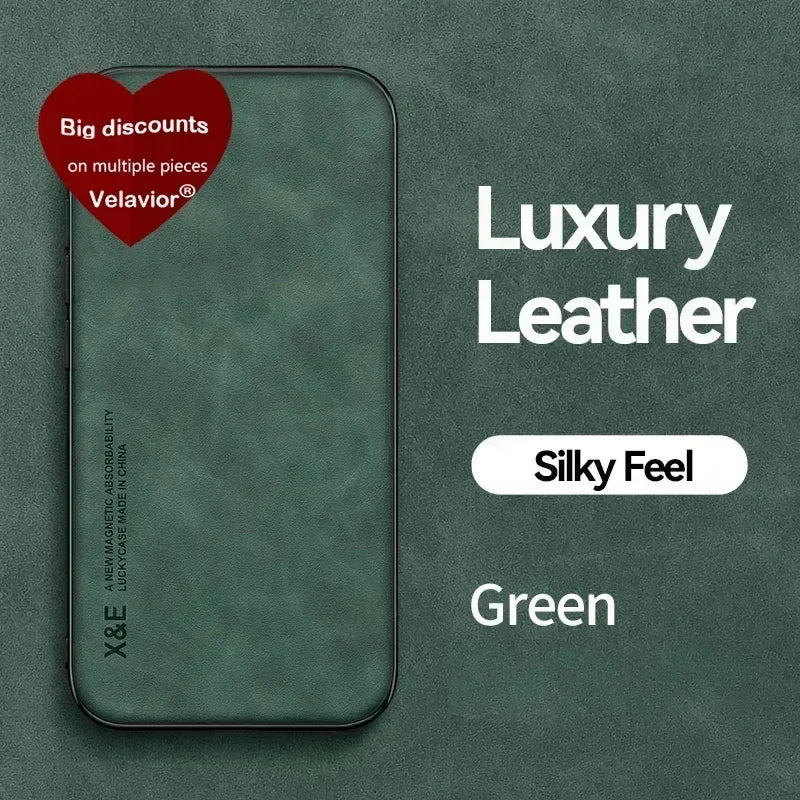 Luxury Leather iPhone Case - Magnetic Car Holder Compatible