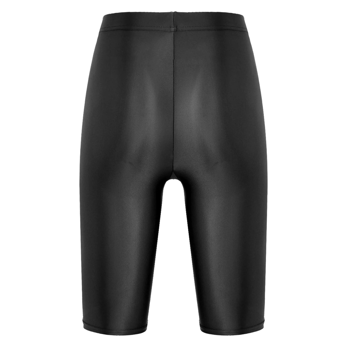 Women's High Waist Swim Shorts - Glossy Athletic Leggings Swimwear