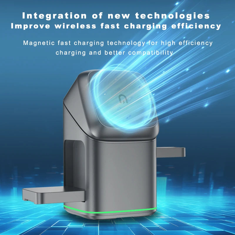 Electric Rotating 4-in-1 Wireless Charger - Portable Design - Bascora