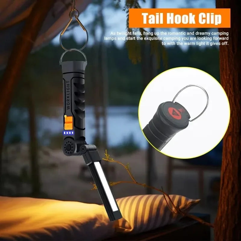 Rechargeable LED Flashlight - Waterproof Work Light with Magnet