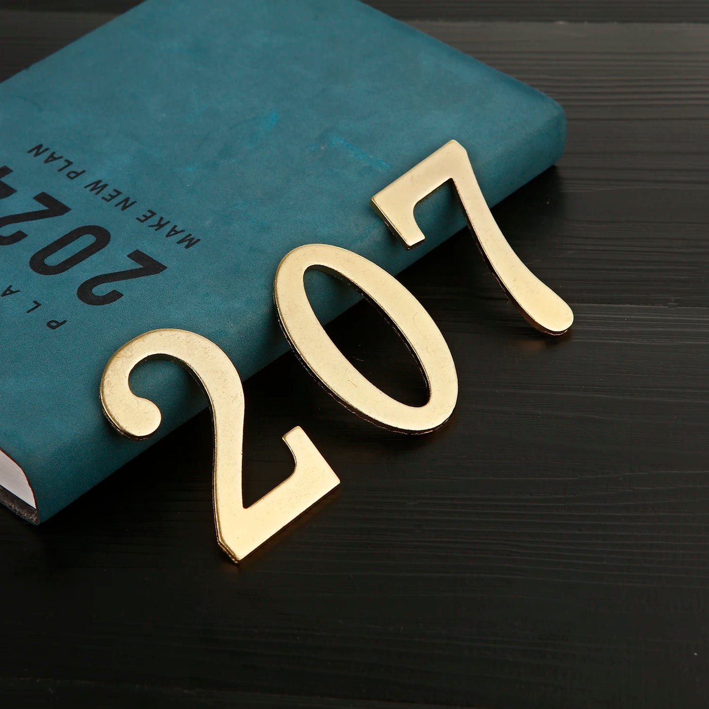 Golden Metal Door Numbers with Magnets - 7x4cm Address Labels