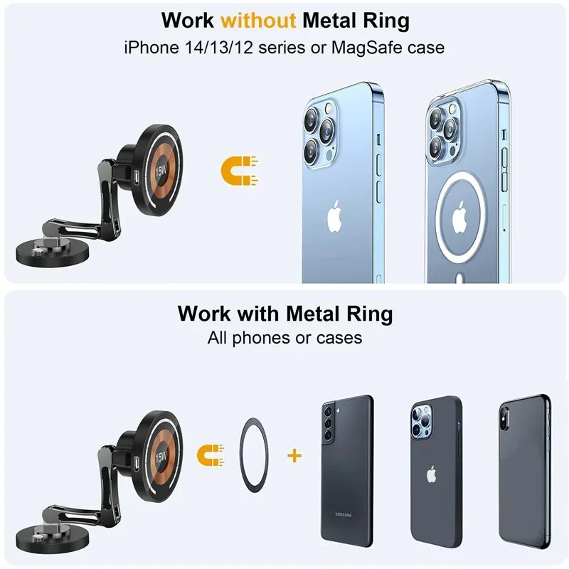 Magnetic Car Wireless Charger Stand - iPhone 15/14/13/12 Mount