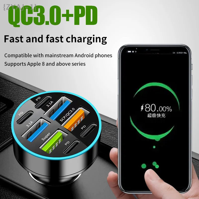8-port Car Charger for Mobile Phones