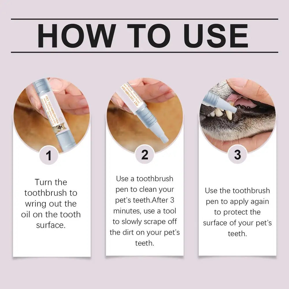 Pet Teeth Cleaning Pen - Fresh Breath & Tooth Whitening for Dogs & Cats - Bascora
