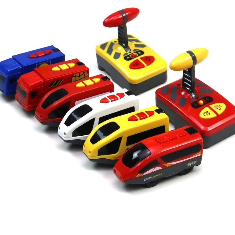 Remote Control Electric Train Toy - Wooden Track Compatible Set