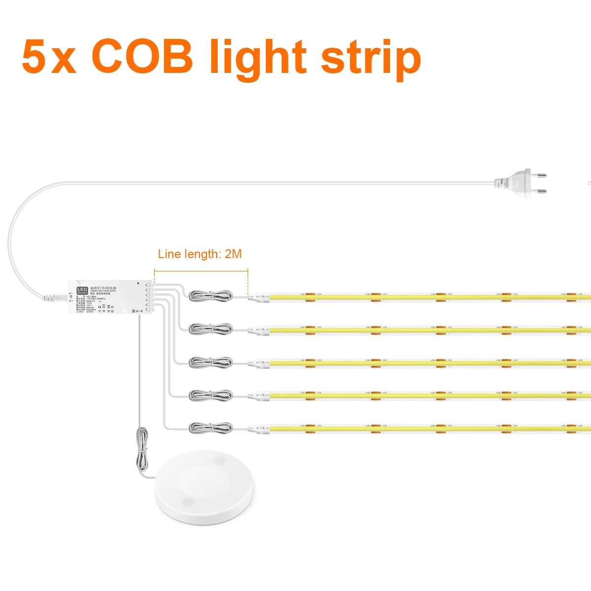 Under Cabinet COB LED Strip - Dimmable Touch Sensor Light
