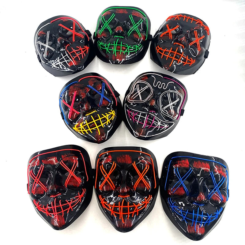 Wireless Neon LED Purge Mask - Glow in Dark Halloween Mask