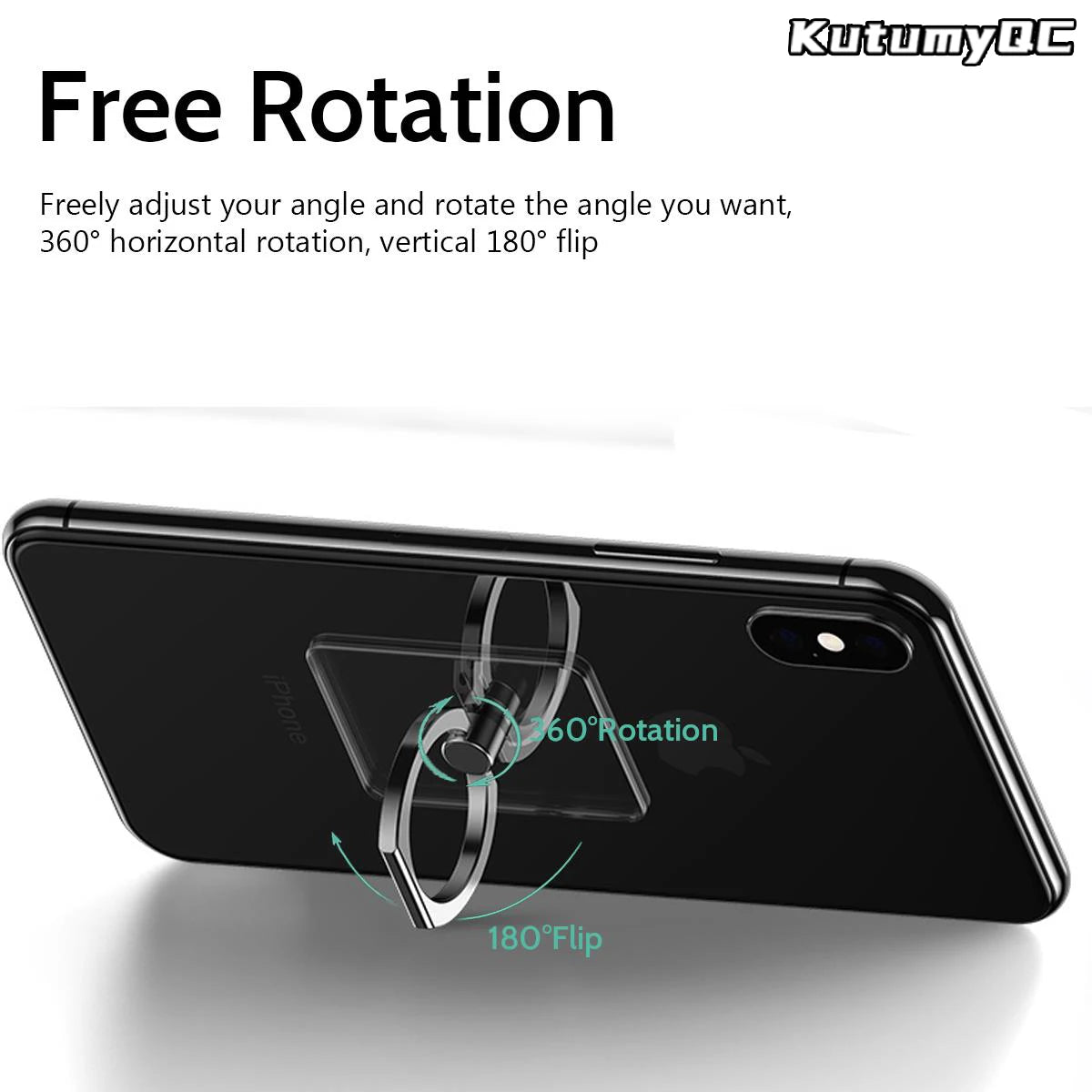 Soporte de anillo para teléfono móvil con rotación de 360 grados, transparente