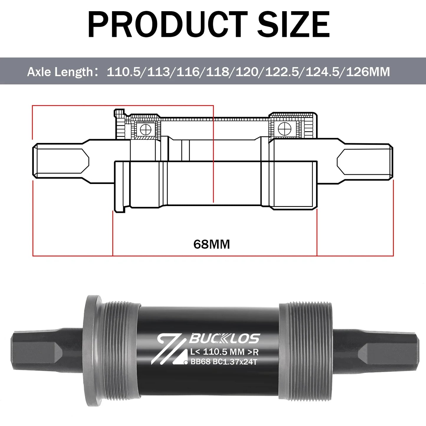 Bike Bottom Bracket - BSA BB68 Sealed Bearing Square Threaded