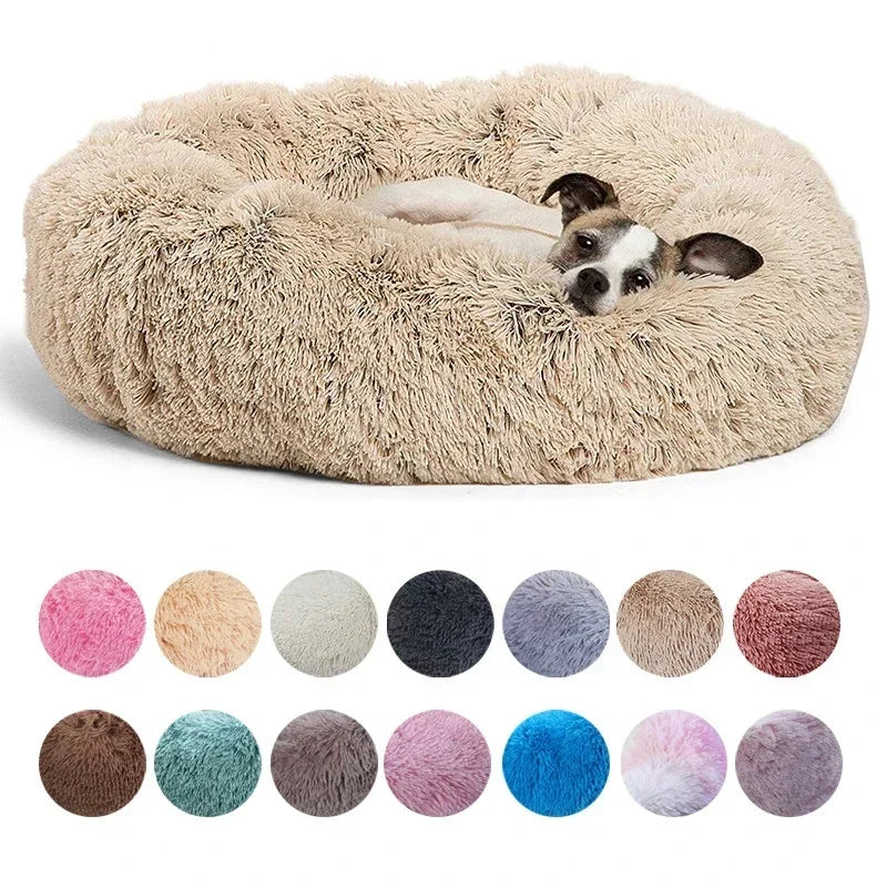 Round Plush Pet Bed - Super Soft for Large Dogs & Cats