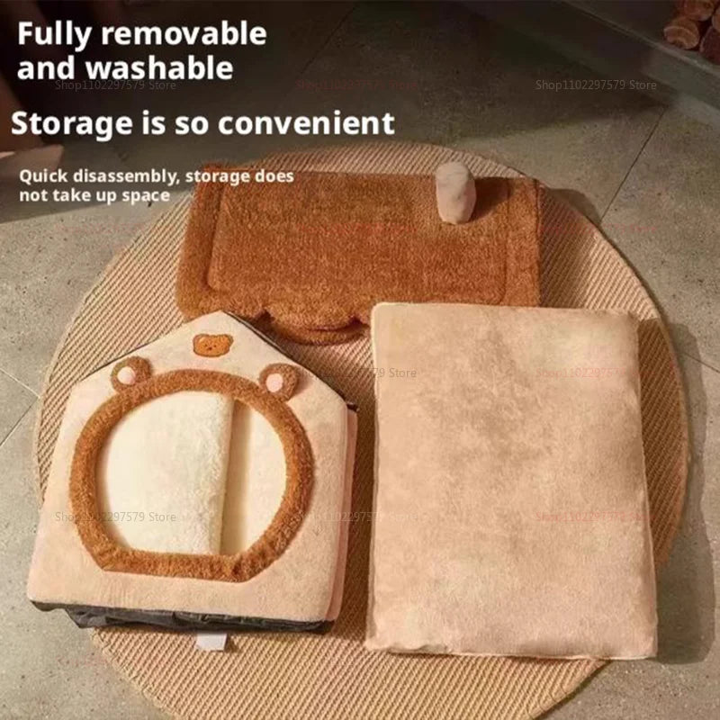 Foldable Washable Pet House - Soft Cave Bed for Small Dogs & Cats