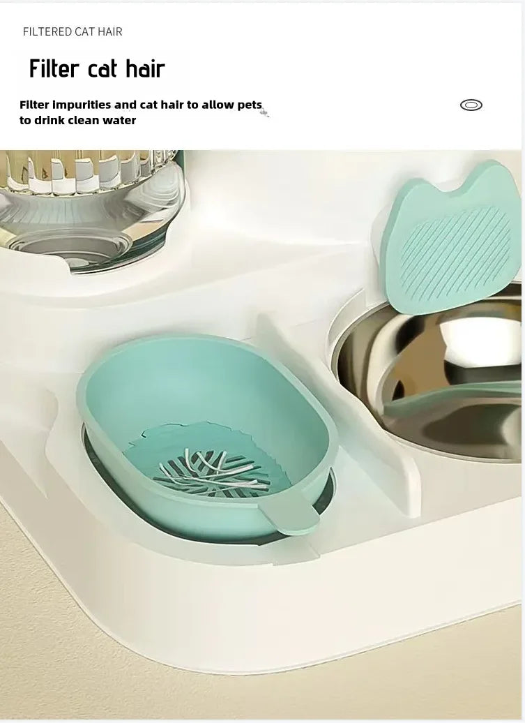 Cat Bowl Automatic Feeder - Integrated Water Dispenser