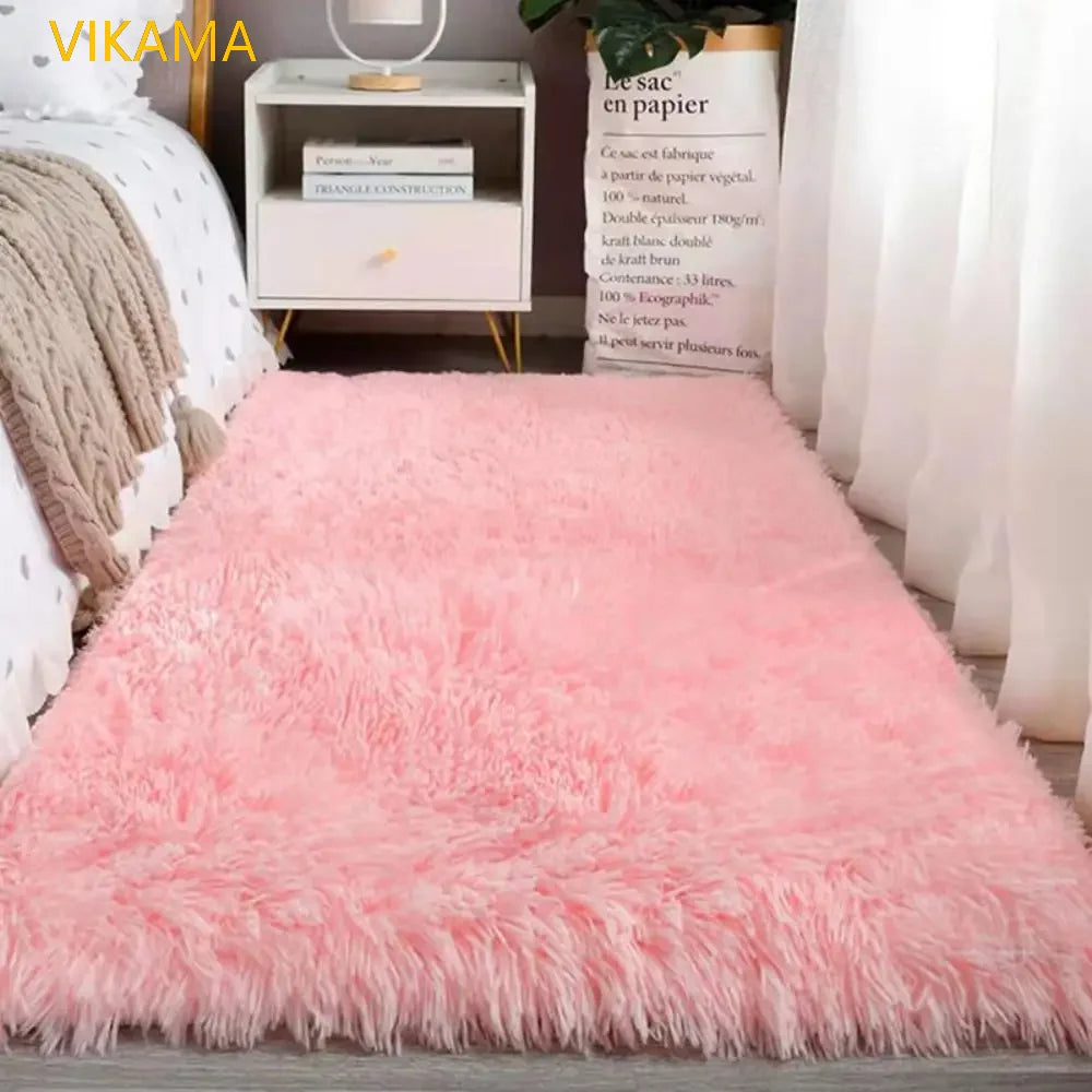 Silk Wool Solid Color Rug - Luxury Non-Slip Washable Mat