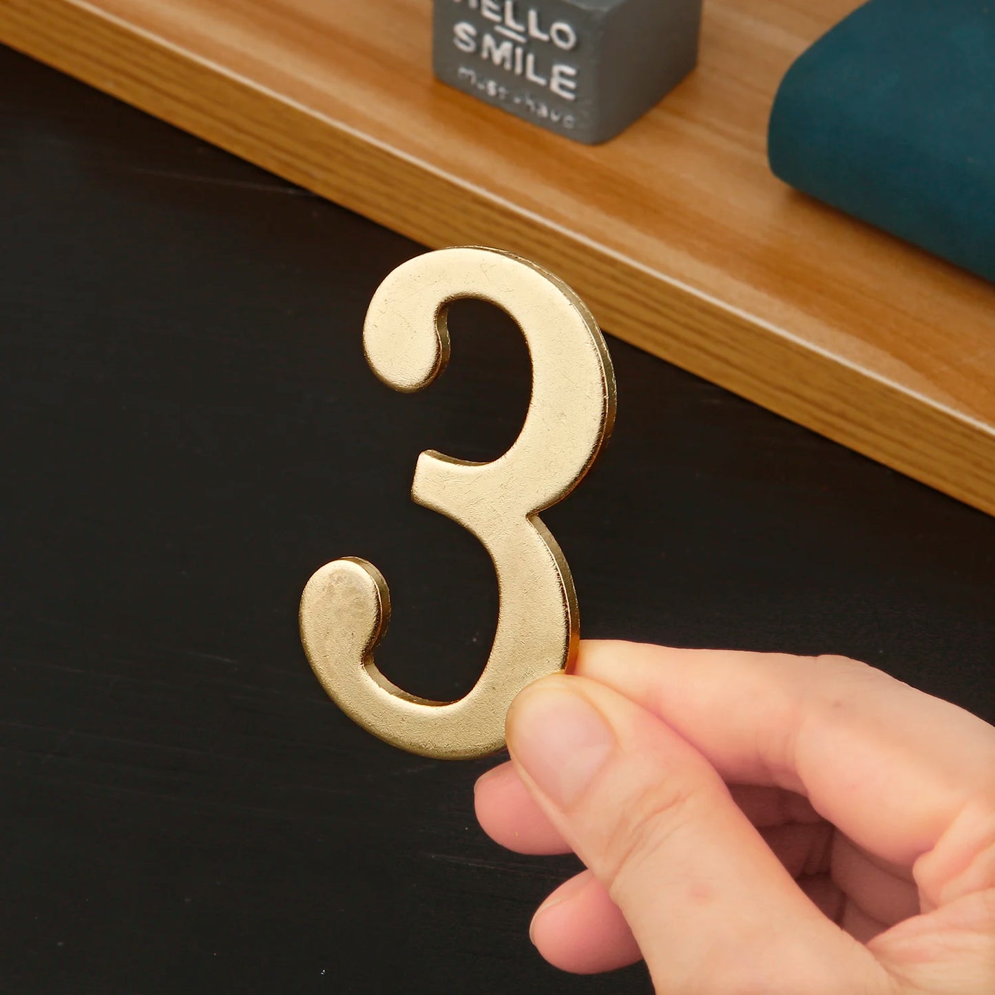 Golden Metal Door Numbers with Magnets - 7x4cm Address Labels