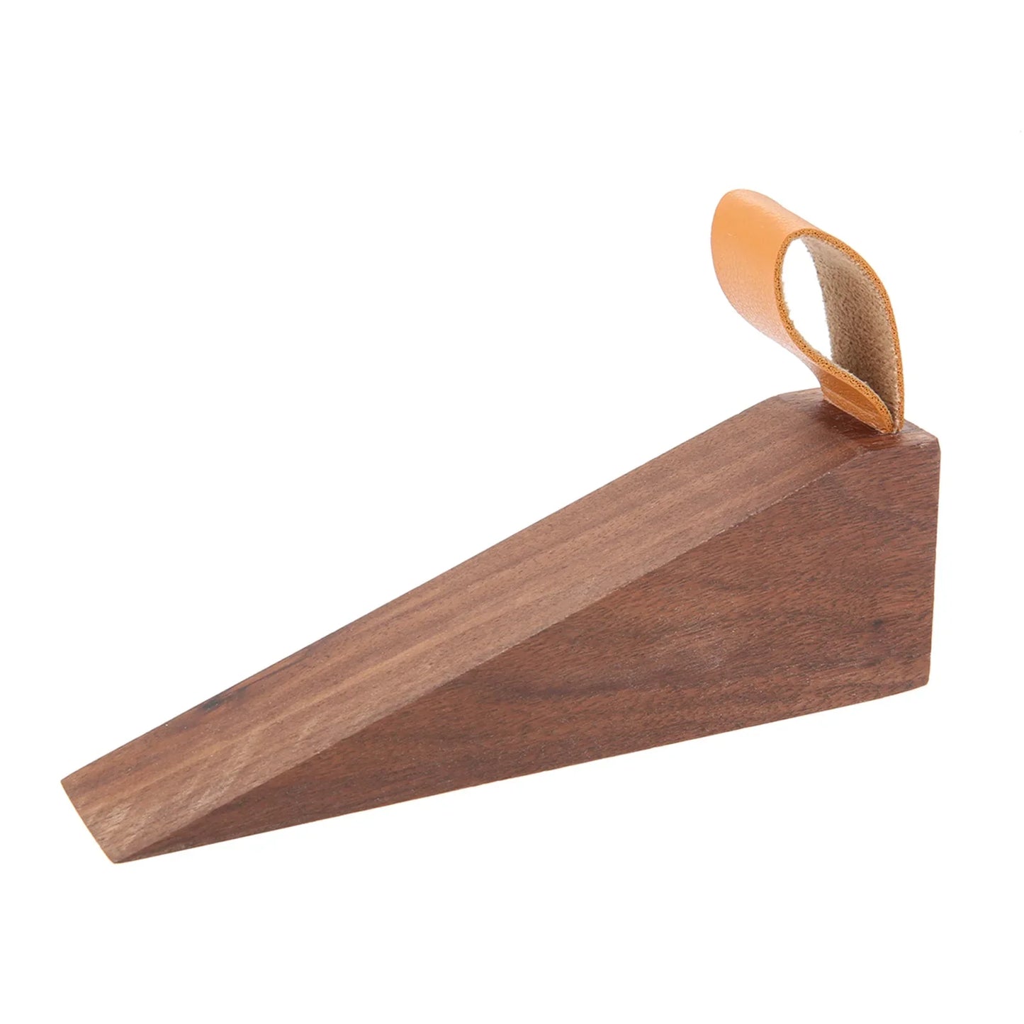 Solid Wood Door Stopper - Non-Slip Baby Safety Wedge with Leather Rope