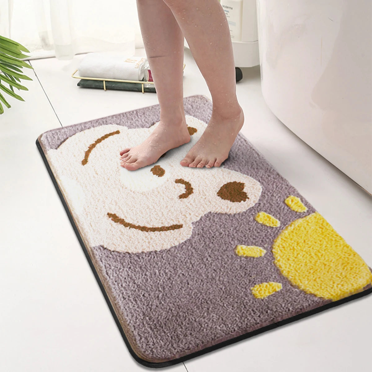 Thickened Cartoon Flannel Floor Mat - Non-Slip Bathroom Mat